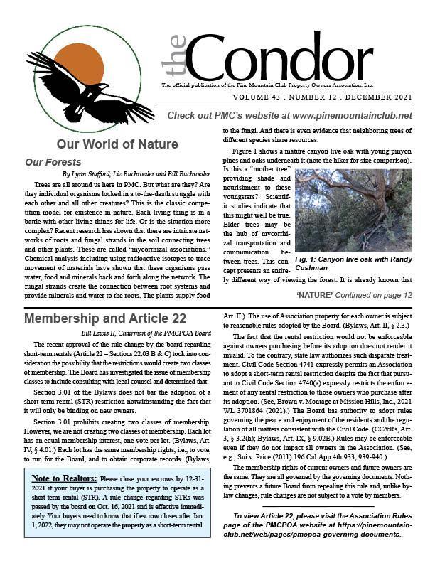 Page 1 of Dec. 2021 Condor newsletter