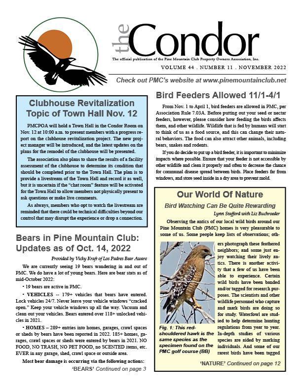 Nov. 2022 Condor newsletter page 1
