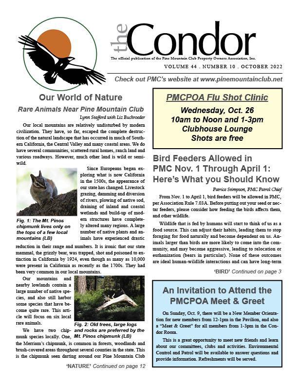 Page 1 of October 2022 Condor newsletter