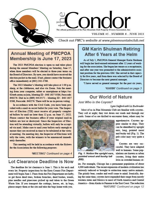 June 2023 Condor newsletter page 1